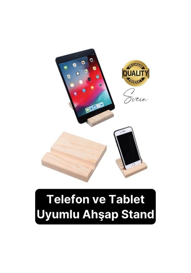 Doğal Masaüstü Ahşap Cep Telefonu Ve Tablet Standı Natural Görünüm Şık iPhone Android Apple Uyumlu iOS