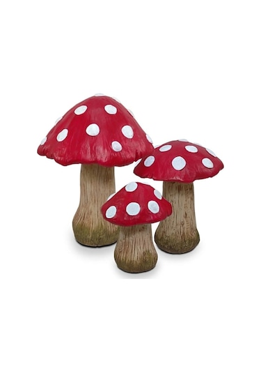 Dekoratif Mantar Biblo Seti (3 Parça) Kırmızı