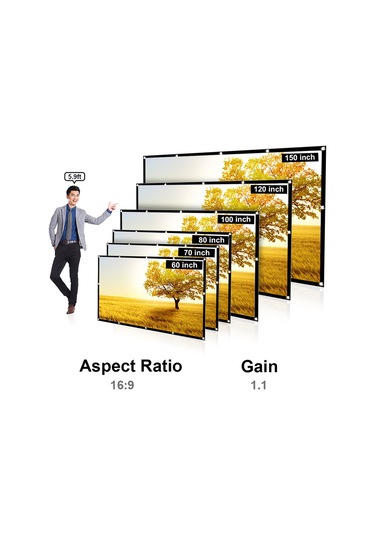 Geeroyoo 70 İnç Katlanabilir Hd Projeksiyon Perdesi - Taşınabilir Dayanıklı İç/dış Mekan Sinema Perdesi Jzr-gy