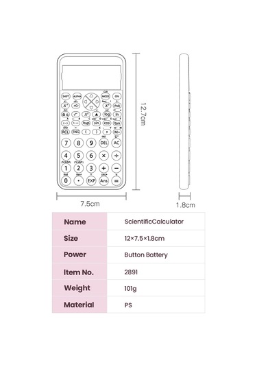 Aubyhe Pn-2891 Hesap Makinesi - 240 İşlevli, Lcd Büyük Ekran, Ag13 Pil Dahil Pembe, Mavi, Beyaz Seçenekli Beyaz