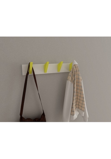 Hepsi3boyutlu Modern Duvar & Kapı Kanca Askılık - 4 Adet Sarı Kanca Askılık - Model No : 5 Sarı