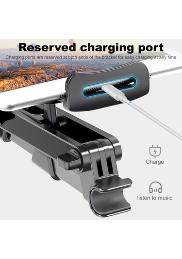 Fortunelane Siya Araba Arka Koltuk Tutucu - Çift Kollu 360 Döner - 5-11 İnç Evrensel - Katlanabilir Abs+alüminyum