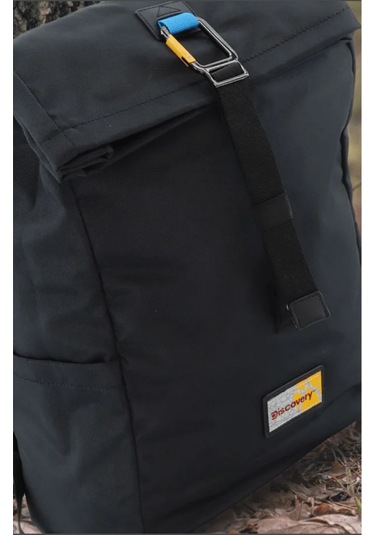 Discovery Icon Roll Top Sürdürülebilir Unisex Sırt Çantası Siyah 4