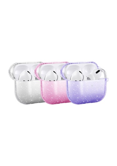 Khayra Airpods Uyumlu 3. Nesil Allstar Airbag 32 Parlayan Simli Saydam Renkli Kılıf-şeffa Şeffaf
