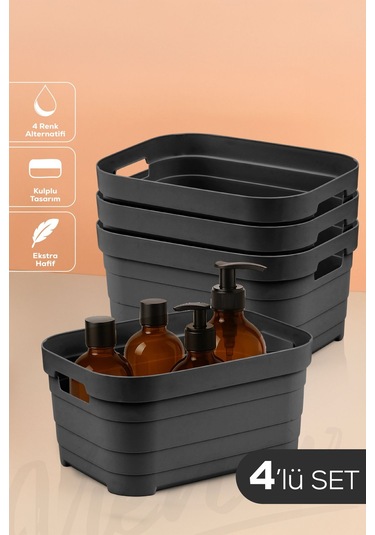 4'lü 3,8 Litre Saklama Kutusu Antrasit Antrasit