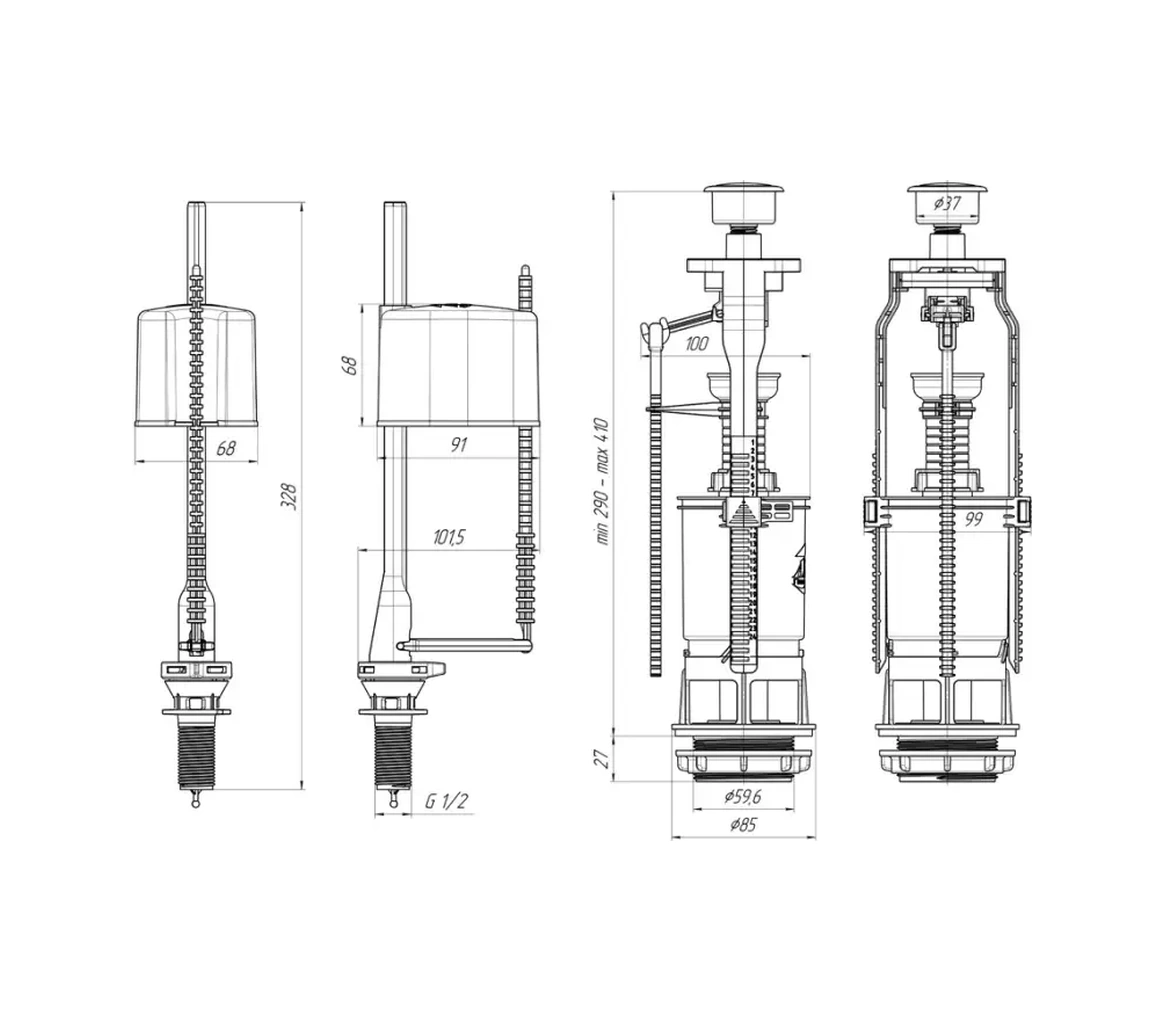 Anı Plast Alt Bağlantılı Lavabo Armatürleri 1/2" 61429140