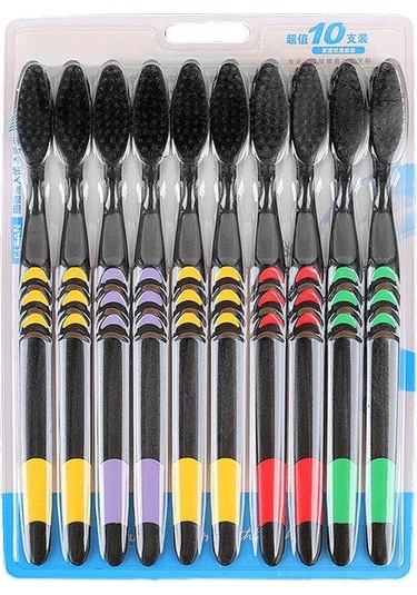 10 Adet/paket Yumuşak Bambu Kömür Nano Diş Fırçası Siyah Diş Fırçası Diş Kişisel Diş Bakımı