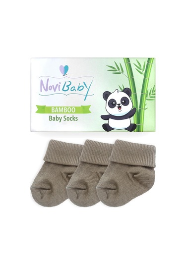 Novibaby 3'lü Bambu Yenidoğan Bebek Çorabı I Beige I 0-6 ay "Karışık Renkli"