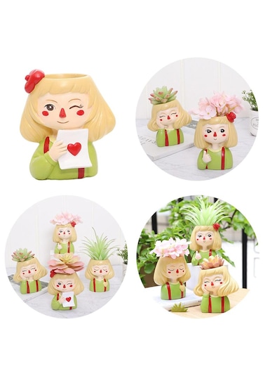 Suntek Kafa Heykel Etli Kaktüs Saksı Bitki Saksıları Ev Dekor