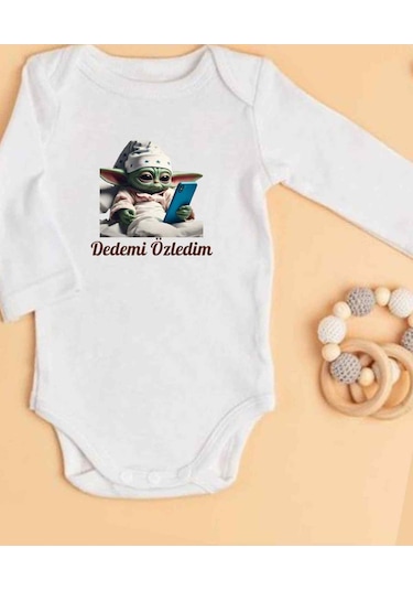 Lupi İsimli Zıbın Yazılı Bebek Zıbın Fil Dişi-somon Beyaz