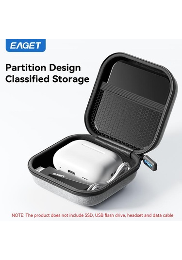 Taşınabilir Saklama Çantası Dijital Saklama Çantası Eva+600d Oxford Kumaş Kablosuz Kulaklık Telefon Sd Kart İçin Siyah