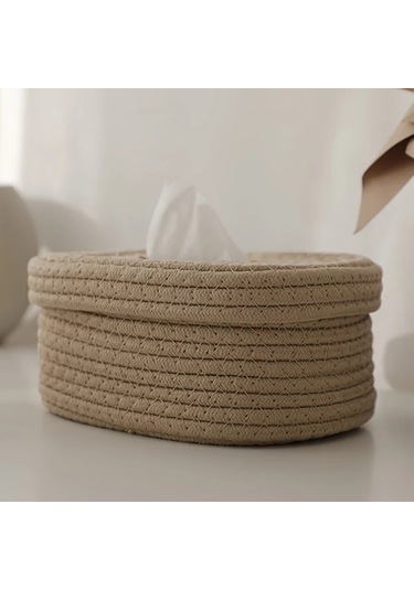 Gateesat Doğal Halat Dokuma Mendil Kutusu Saklama Sepeti Beyaz Kağıt Çekmece Beyaz Kağıt Çekmecesi