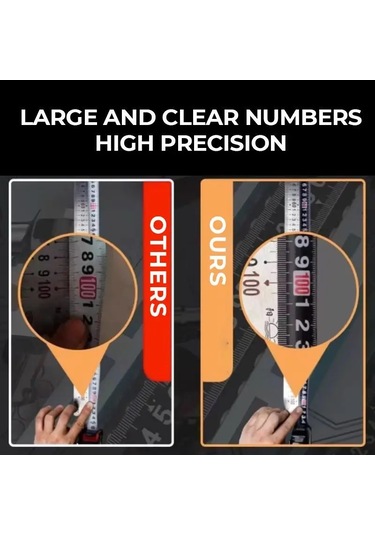 Kendinden Kilitleme Çelik Mezura Siyah Floresan Bant 5m Yüksek Hassasiyetli 7.5mx25mm Diğer