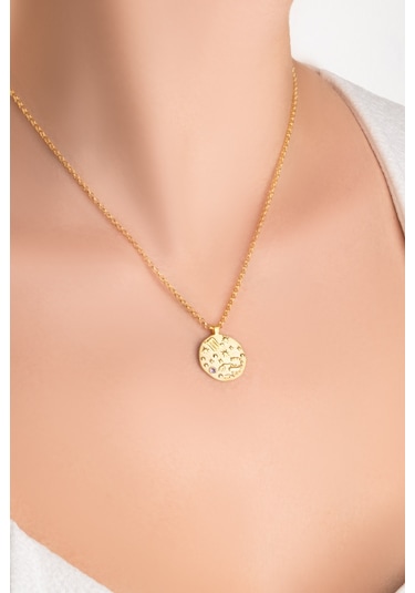 Akrep Burcu 18 Ayar Sarı Altın Kaplama 45 Cm Gümüş Kolye Sarı