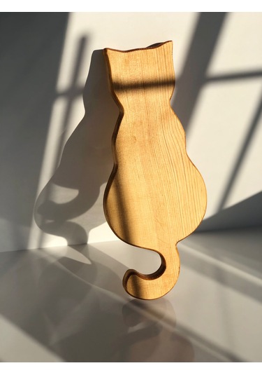 Kılıc Ahşap Kedi Desenli Ahşap Sunumluk