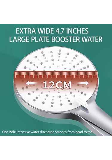 Mufunye 5 Modlu Yüksek Basınçlı Su Tasarruflu Duş Başlığı - 4.7 İnç Büyük Panel, Otomatik Temizlenir Nozzle, Ev/hotel Banyo Kullanıma Uygun Krom