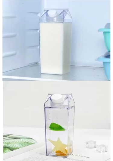 Finehome Süt Kutu Tasarımlı Su Kahve İçecek Şişesi