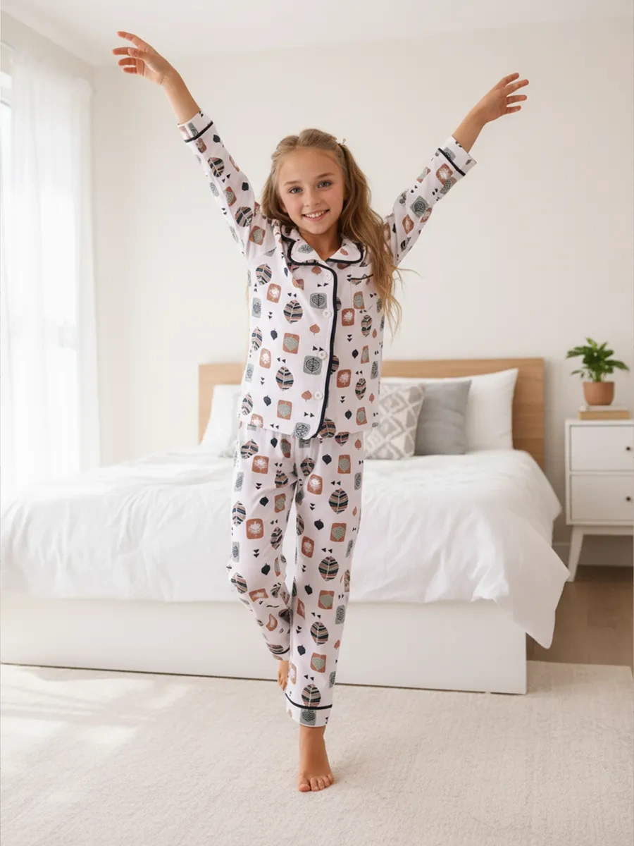 Rommel Kız Çocukları İçin Düğmeli Pijama 314272658 Sütlü