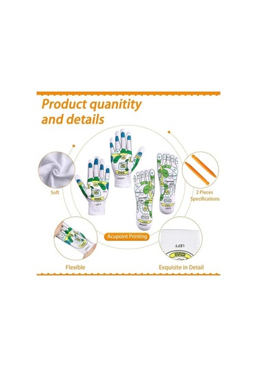 Diğer El Spa Eldiven Ve Çorap Seti Akupresür Refleksoloji Masaj Aleti, Beş Parmak Refleksoloji Çorabı Beyaz