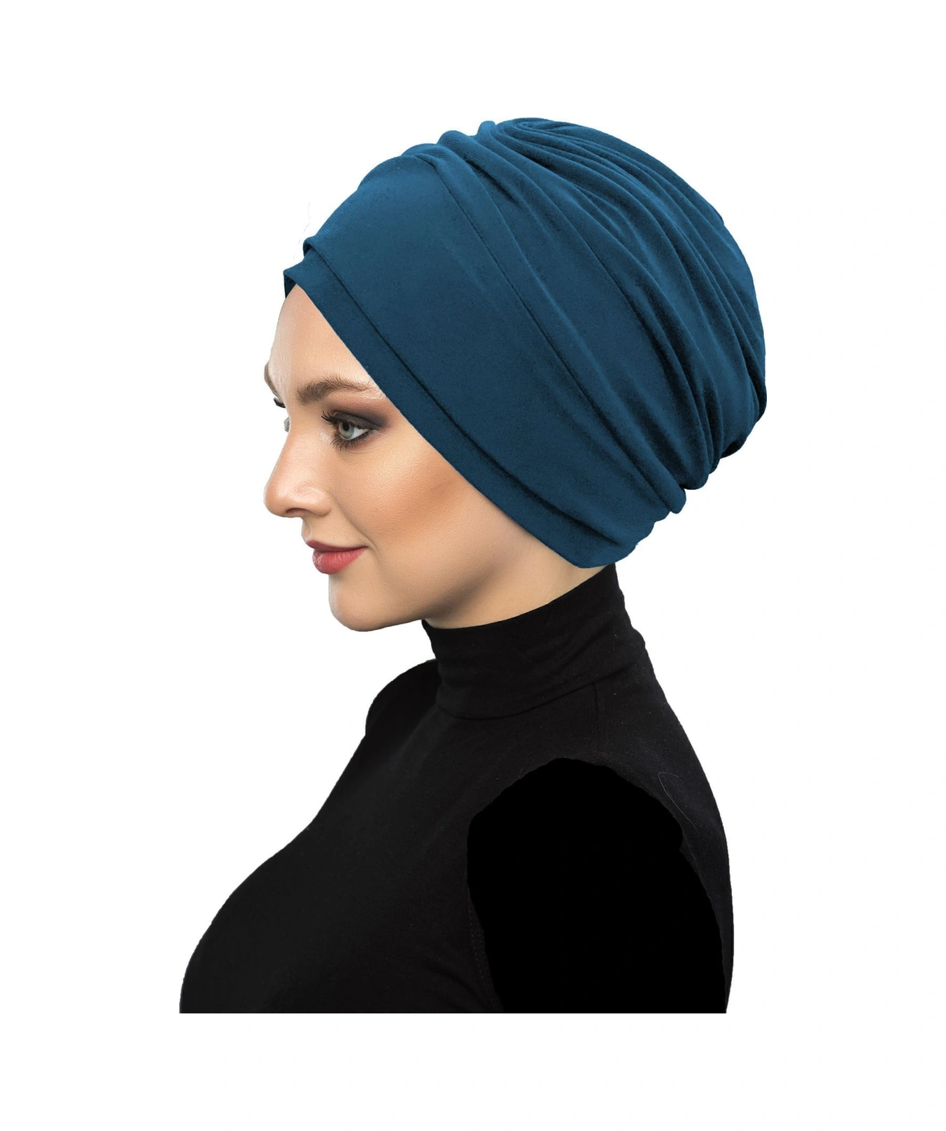 Çift Katlı Astarlı Petrol Hazır Türban Tesettür Dış Ve Havuz Bonesi Petrol