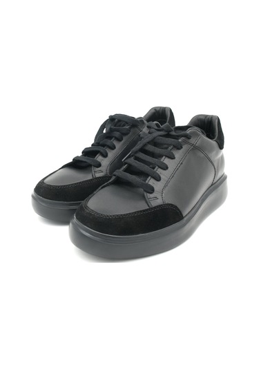 Elevold Man Erkek Hakiki Deri 7 Cm Boy Uzatan Siyah Spor Ayakkabı Siyah