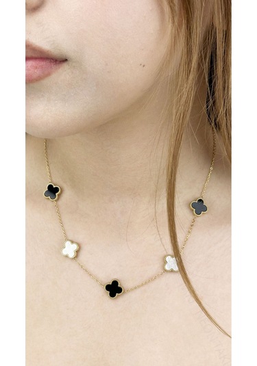 Van, Paslanmaz Çelik Kolye 27, Zincir Altın Renk, Figür Siyah Ve Beyaz Renk Altın