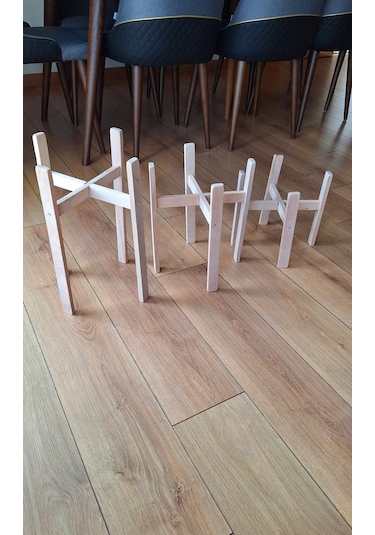 Saksılık 3 Adet,büyük Boy Saksılar İçin Kayın Ağacından