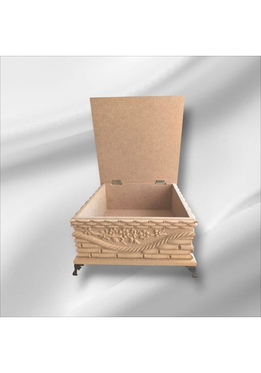 Ahşap- Ham Mdf-takı-aksesuar-çok Amaçlı- Ayaklı Kare Kutu