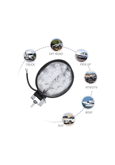 Off Road 14 Led 42 Watt Yuvarlak Traktör Tır Kamyon Tekne Sis Farı Projektör Çalışma Lambası