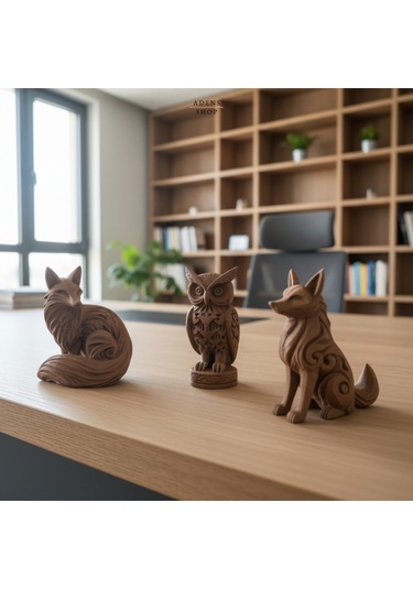 3'lü Hayvan Figürü Kurt, Tilki Ve Baykuş Figürü