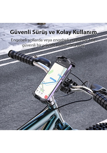 Ally Borofone Bh105 Crown Gidon Bağlantılı Bisiklet Ve Motosiklet Telefon Tutucu Siyah