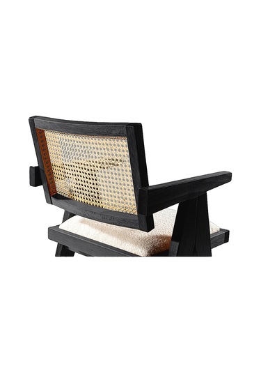 Luna Pergel Hazeranlı Model Hasırlı Natural Ahşap Sandalye Siyah - Beyaz