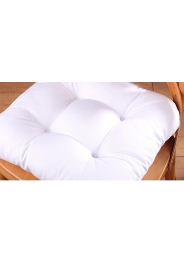 Altınpamuk Altınpamuk 4'Lü Lüx Pofidik Beyaz Sandalye Minderi Özel Dikişli B