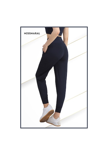 Yüksek Bel Jogger Tayt Rahat Kalıp Çift Yan Cepli Spor Görünüm Trend Jogger Lacivert 106103 Lacivert