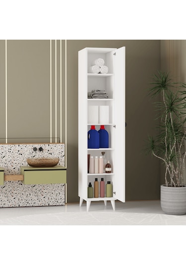 Tek Kapaklı 5 Raflı Çok Amaçlı Banyo Mutfak Kiler Dolabı