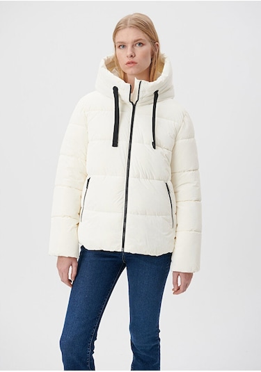 Mavi - Kapüşonlu Beyaz Şişme Mont 1110043-83043 Beyaz