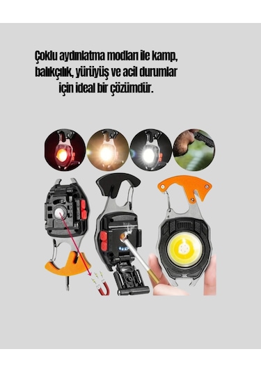Çok Modlu Led Işıklı Pratik Anahtarlık Çok Renkli