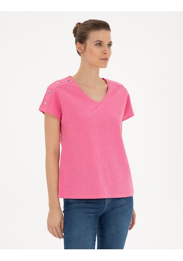 Pierre Cardin Kadın Pembe Tişört 50283429-vr041 Pembe