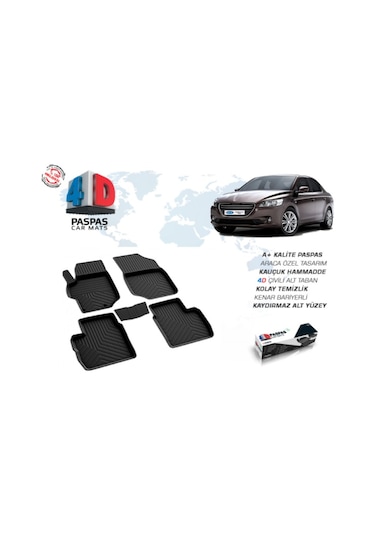 Peugeot 301 4D Havuzlu Paspas Siyah
