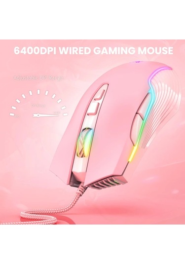 Besthome1 Onıkuma Cw905 Pembe Usb Optik Oyun Mouse Mekanik Oyuncu Bilgisayar Laptop İçin Besthome1