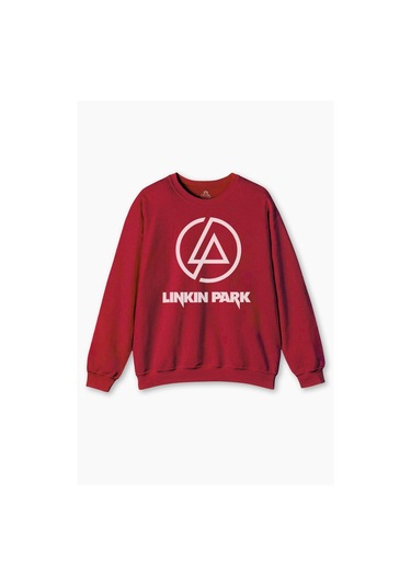 Bisiklet Yaka Sweatshirt Linkin Park Chster Bennington Müzik Music Rock Baskılı Sweat Sweet Kırmızı