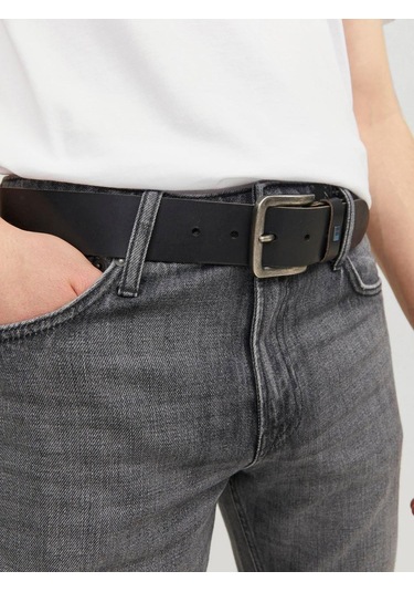 Jack & Jones Jacflag Leather Belt 4 Cm Noos Erkek Kemer-29718 Siyah