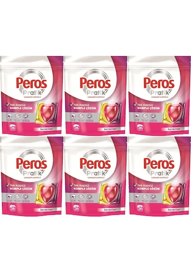 Peros Pratik Matik Çamaşır Deterjanı Kapsülü - Tableti 26 Adet Renkliler X 6 Adet Set