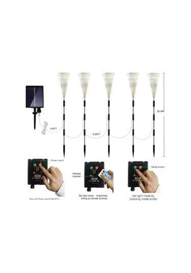 Güneş Enerjili Işıklar Bakır Tel Yıldız Yağmuru Havai Beyaz L5967w-5 Beyaz