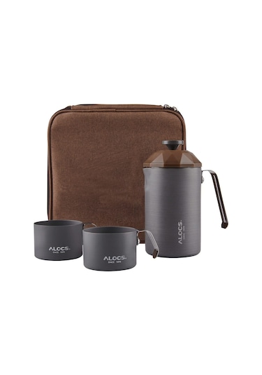 Alocs Paslanmaz Çelik French Press 600 Ml Gri