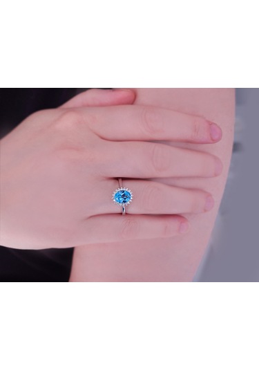 Sirius Pırlanta Ve Oval Mavi Topaz Taşlı Anturaj Yüzük 0823R0047