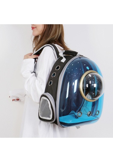 Uzay Kapsülü Pet Çanta Panoramik Şeffaf Kedi Dışarı Çıkmak Kapaklı Taşınabilir Nefes Alabilir Sırt Çantası Pembe
