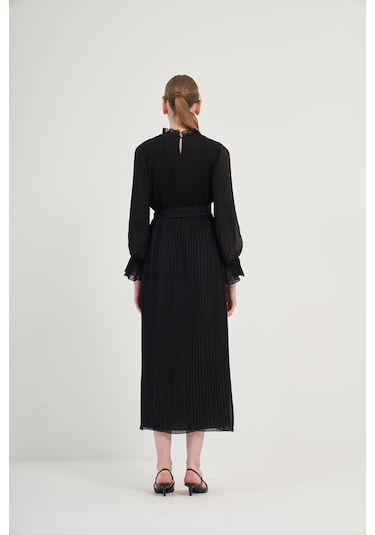 FTZ Women Ftz Plise Şifon Elbise Siyah 31019 Siyah