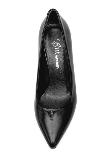 Elit Elysia Kadın Hakiki Rugan Deri Stiletto Siyah Siyah