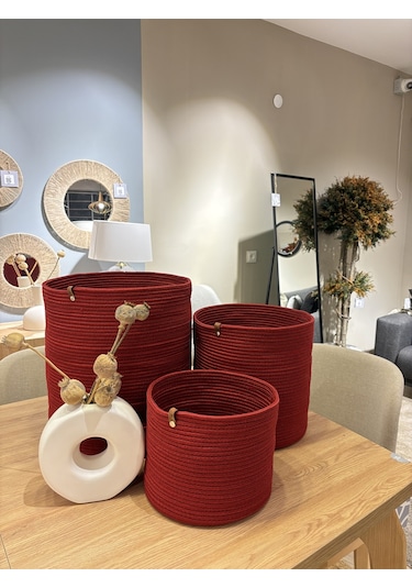 Rover Çok Amaçlı Düzenleyici Sepet, Saksılık, Organizer 3'lü Set Kırmızı